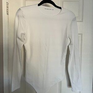 Abercrombie & Fitch Long-Sleeve Cotton-Blend Seamless Fabric Crew Bodysuit